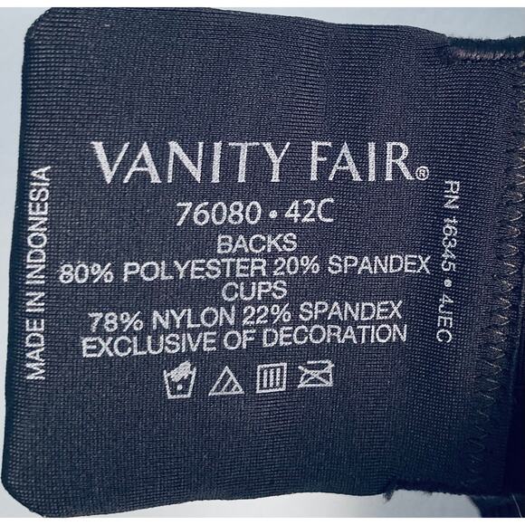 Vanity Fair Bra Black 42C NWT Unlined - Picture 7 of 11